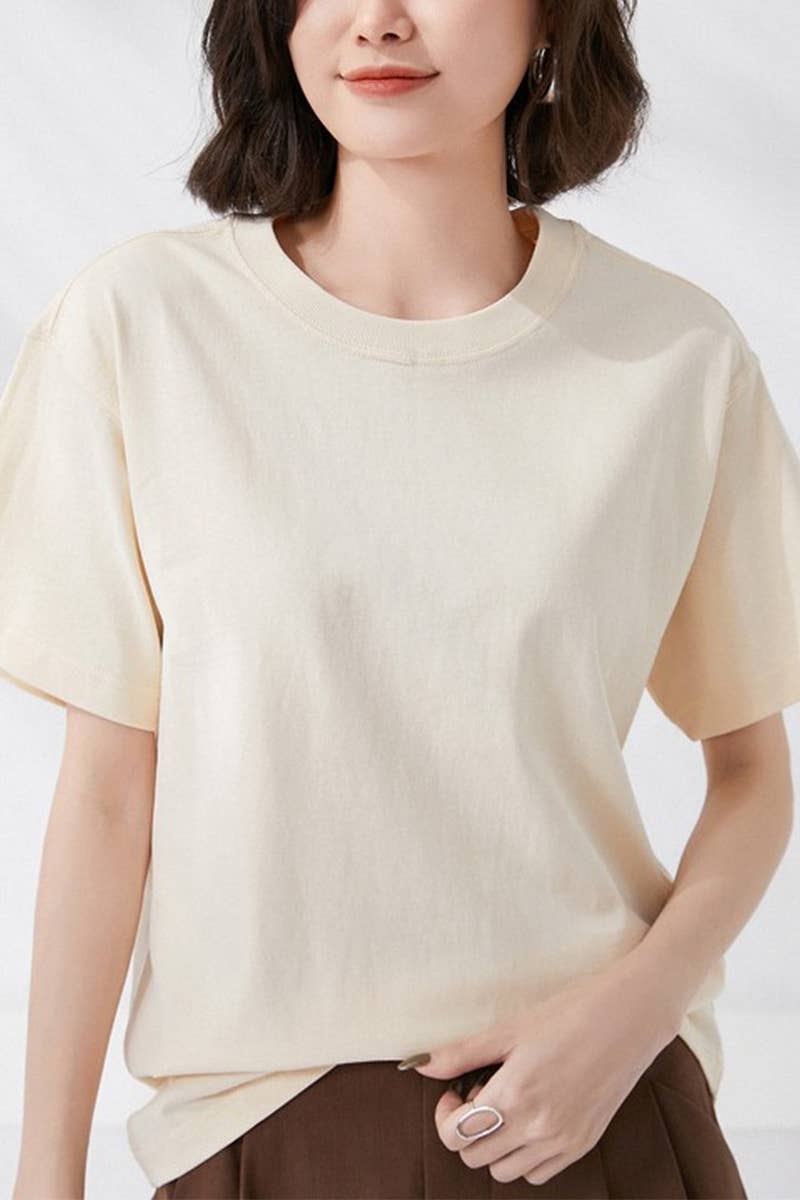 CWTTS0973_SOLID COLOR CASUAL T SHIRT