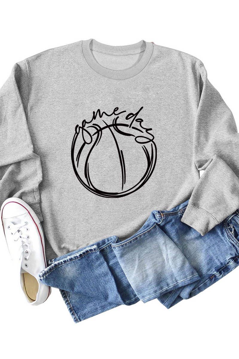 CWTTL0999_WOMEN GAME DAY PRINTING PULLOVER TEE T SHIRTS