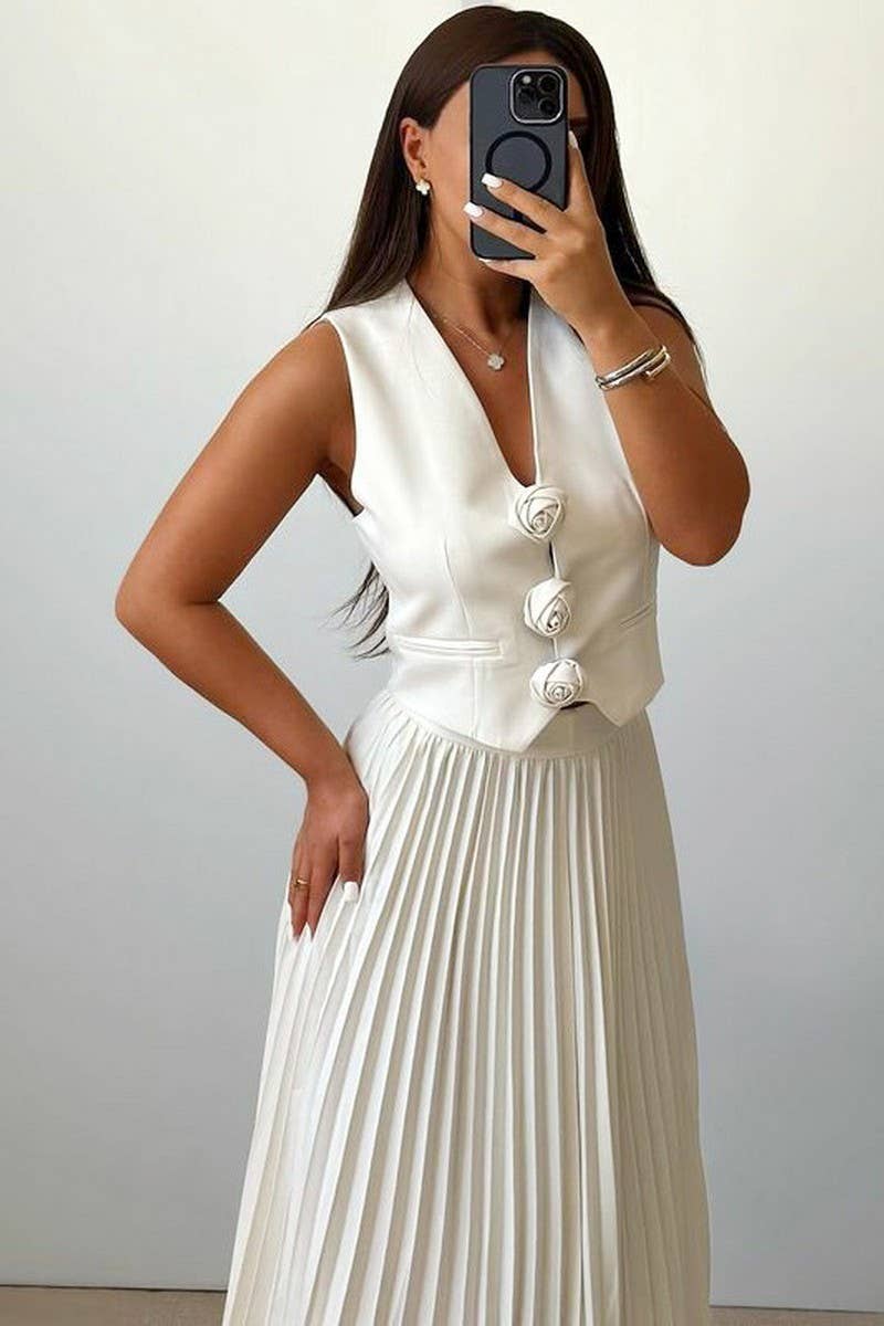 CWSS1058_SUMMER SLEEVELESS VEST HIGH-END TWO-PIECE SUIT