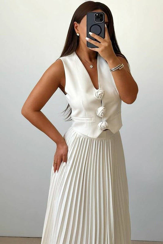 CWSS1058_SUMMER SLEEVELESS VEST HIGH-END TWO-PIECE SUIT