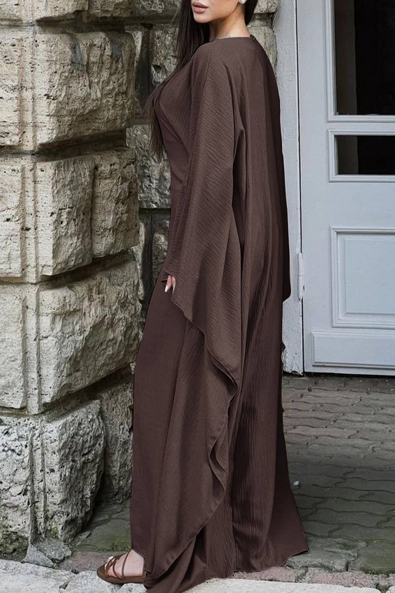 CWDMD01186_ELEGANT SOLID LONG SLEEVE EVENING DRESS