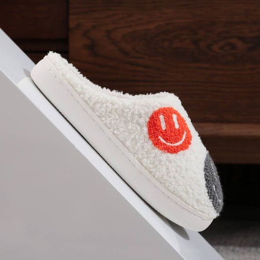 WINTER SMILING FACE PATTERN COTTON SLIPPERS