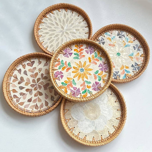 RATTAN COLORFUL SHELL CREATIVE HANDMADE FRUIT PLATE_CWMM4483
