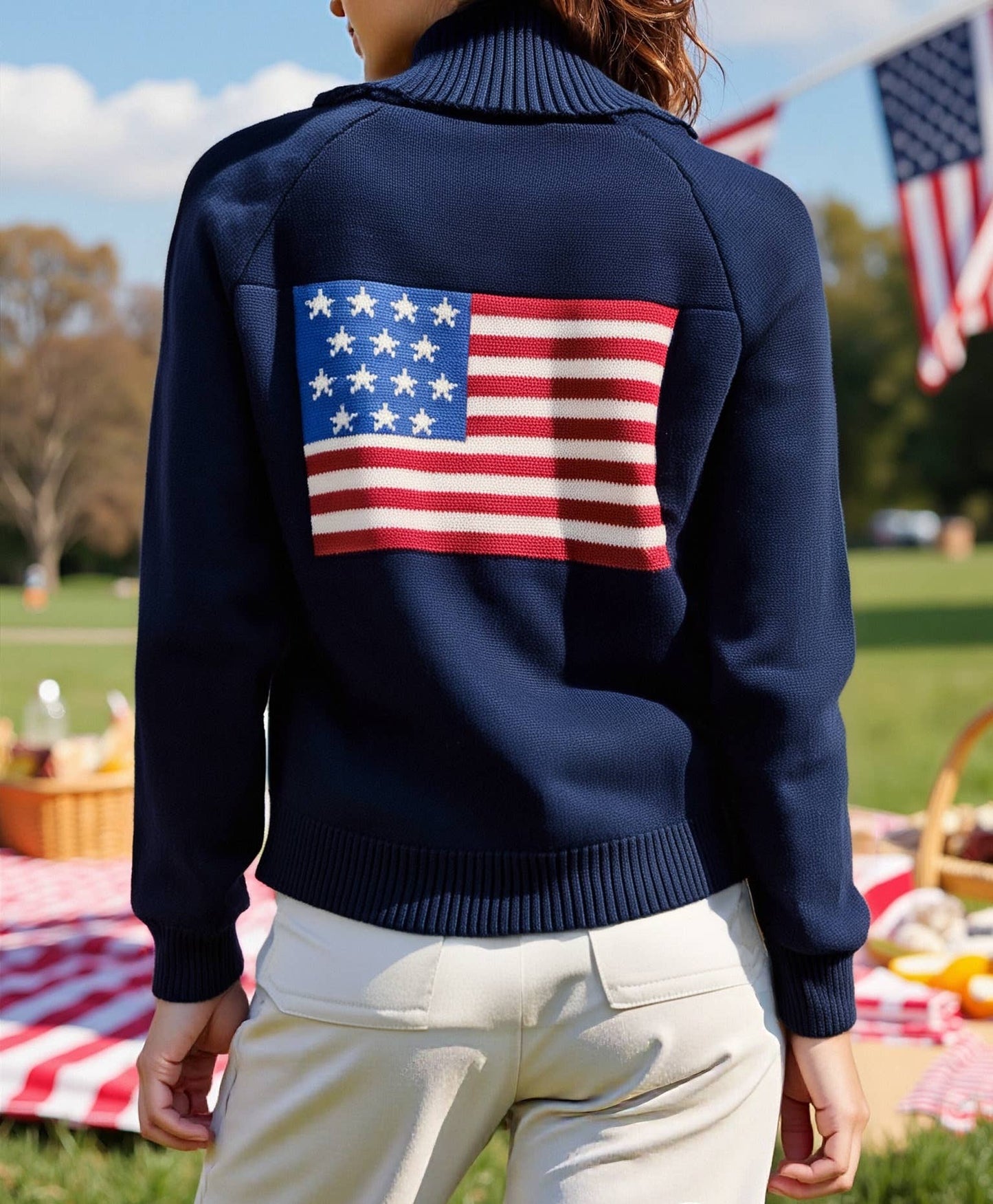 Casual loose long-sleeved V-neck Cardigan