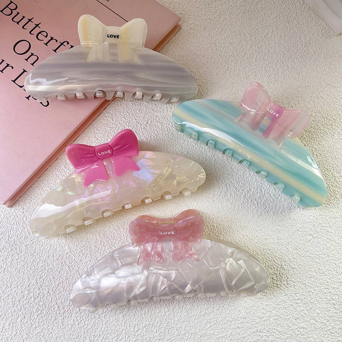 Colorblock Bow Acetate Hair Claw, Sweet Chic Clip_CWAHA1341