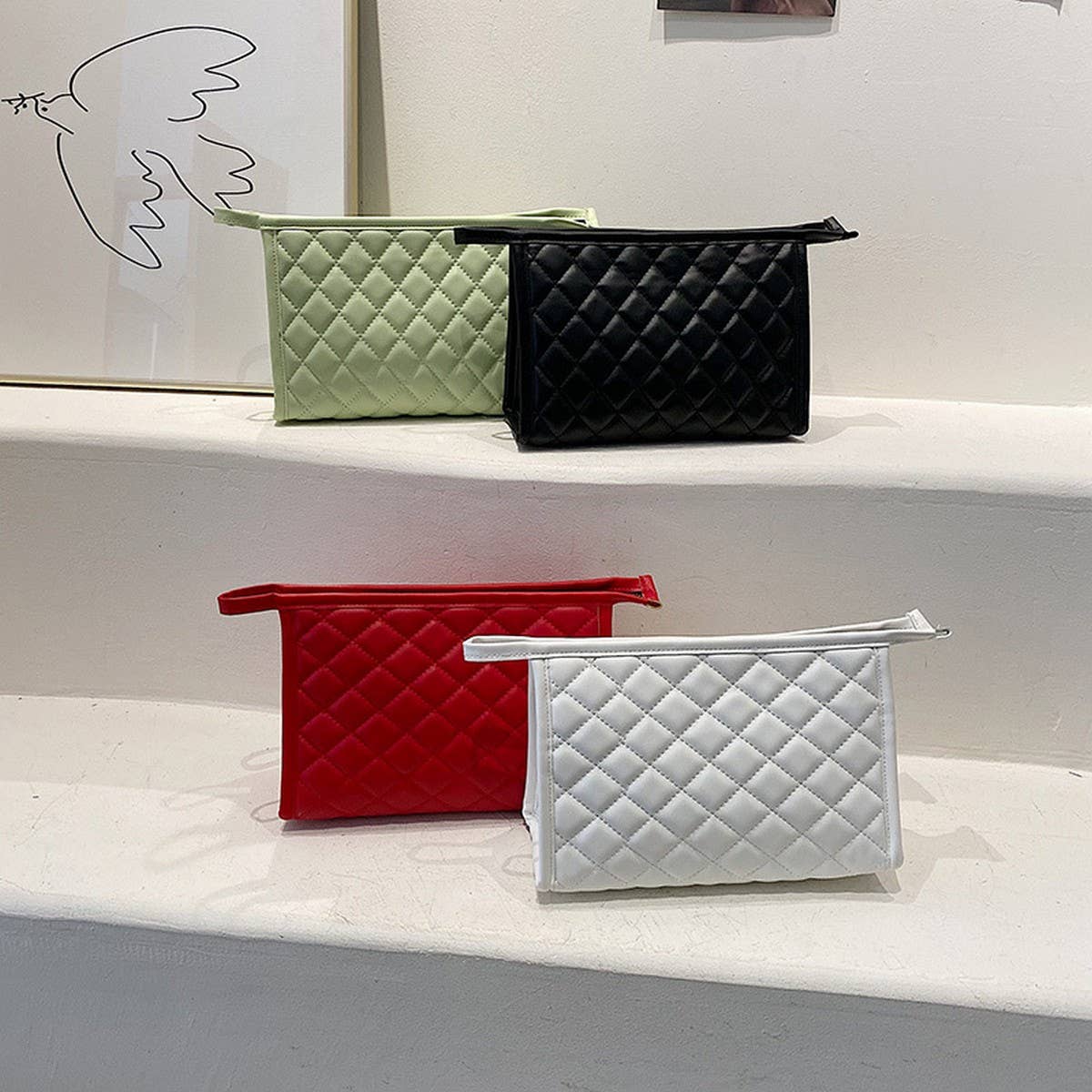 HIGH-END BLACK AND WHITE EMBROIDERY COSMETIC BAG_CWAB4416