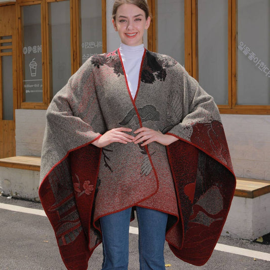 CASUAL THICKENED JACQUARD SLIT SHAWL_CWASC0953