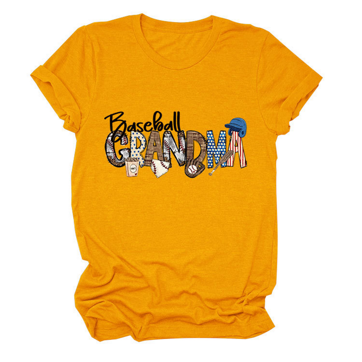 Casual Crew Neck Tee ?œBaseball Grandma??Shirt_CWTTSL0496