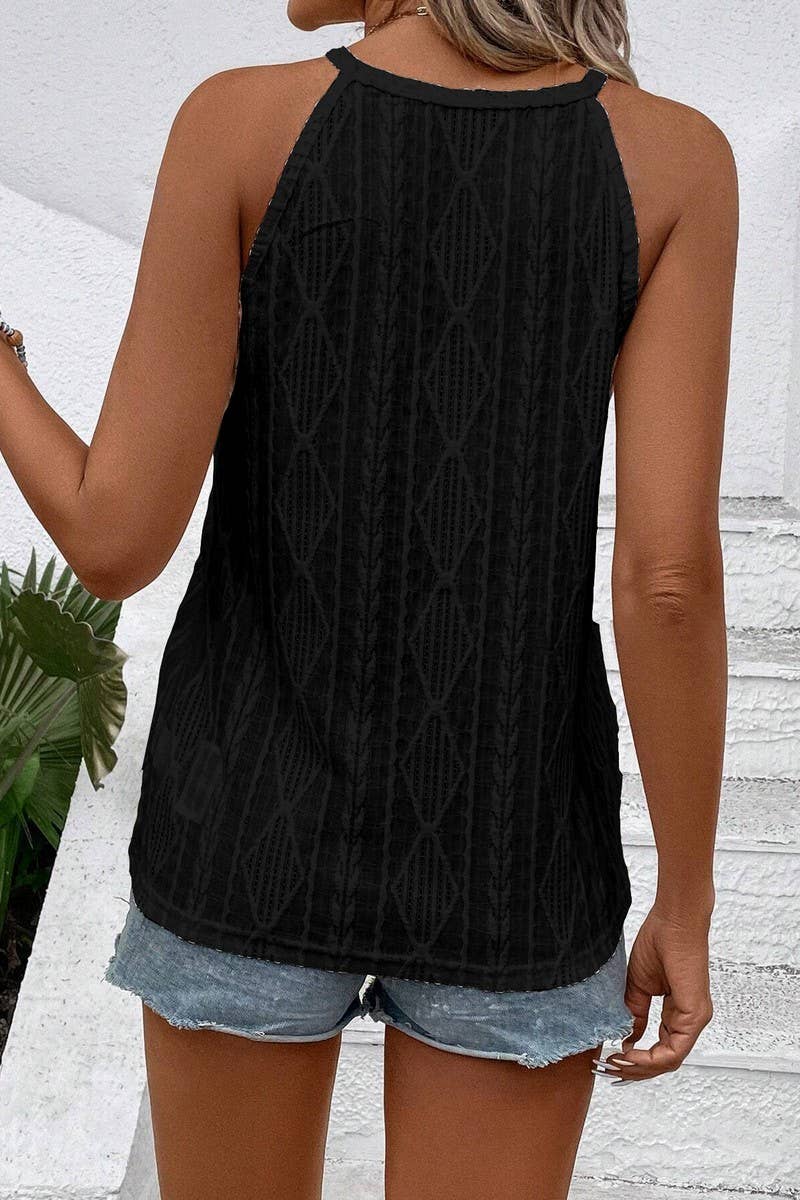 CWTTK0805_SOLID COLOR JACQUARD CAMISOLE KNITTED VEST
