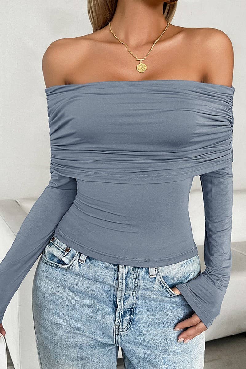 CWTTS1297_CASUAL SOLID COLOR PULLOVER ONE-SHOULDER KNITTED T