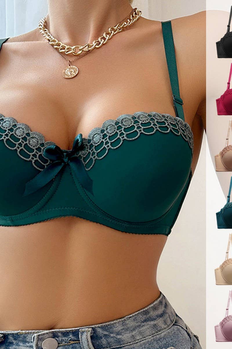 CWMU00277_EMBROIDERED BUTTERFLY UNDERWIRE PUSH UP BRA