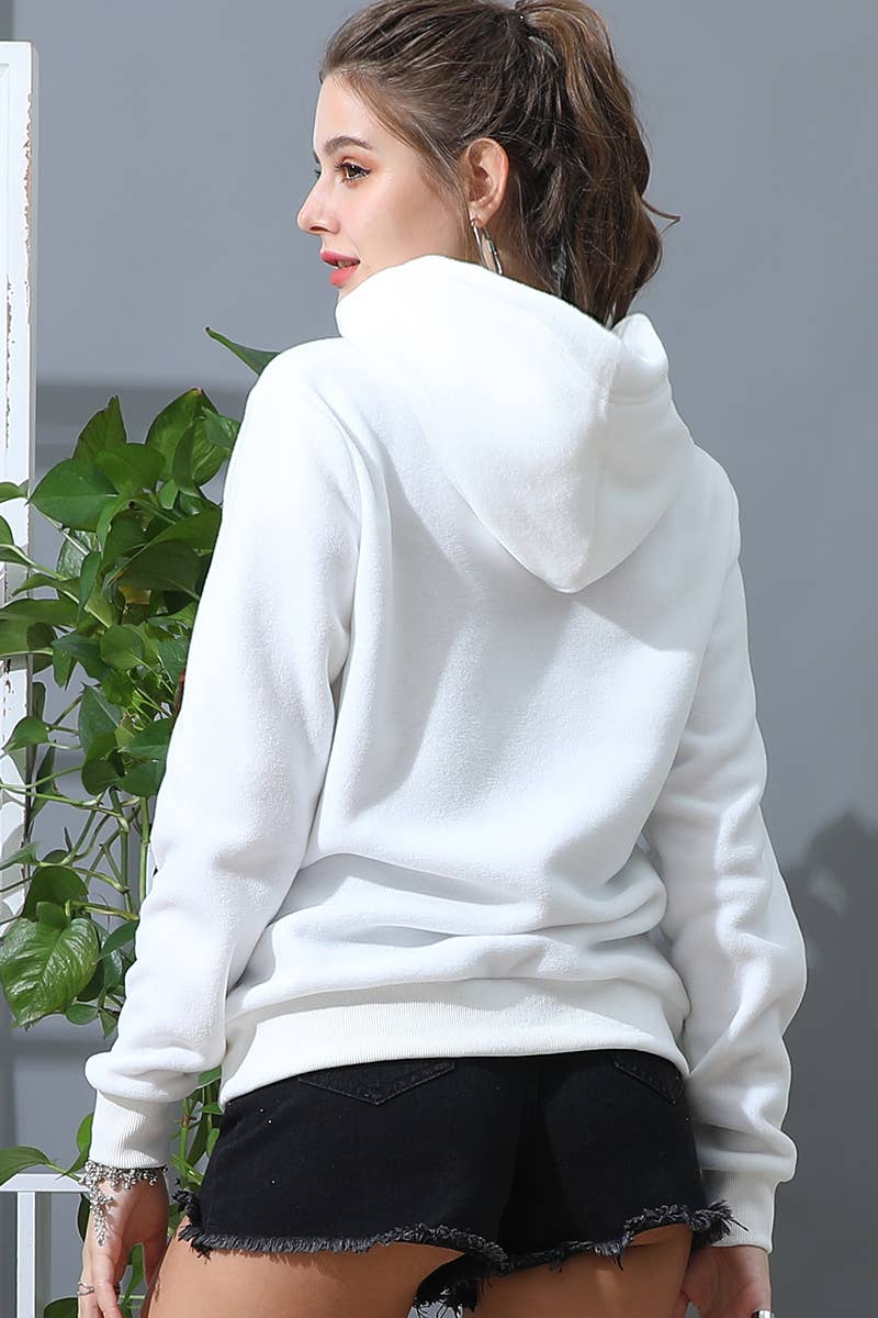 CWOHOL438_SOLID SWEATSHIRT FLEECE HOODIE WITH POCKET