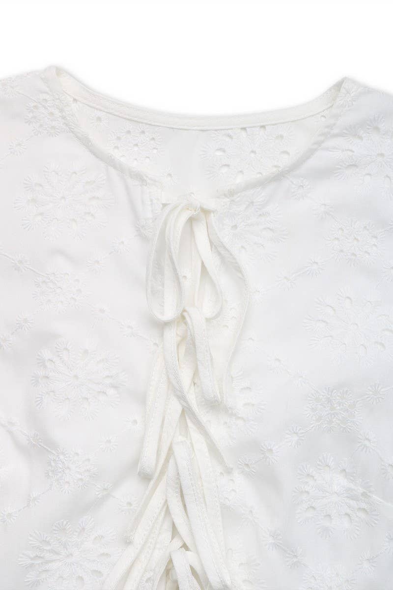 CWDSD7827_HOLLOW OUT TIE FRONT SLEEVELESS MINI DRESS