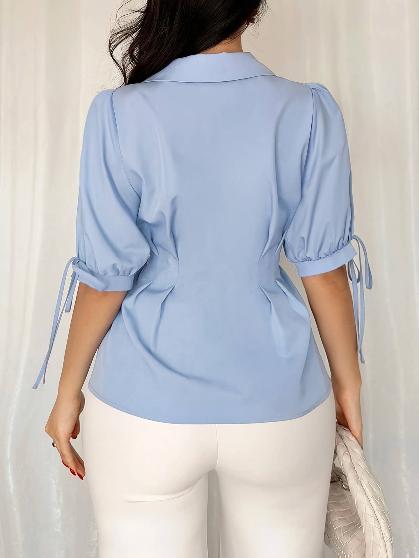 Cinched waist cuffs LACES and pleats fitted shirt