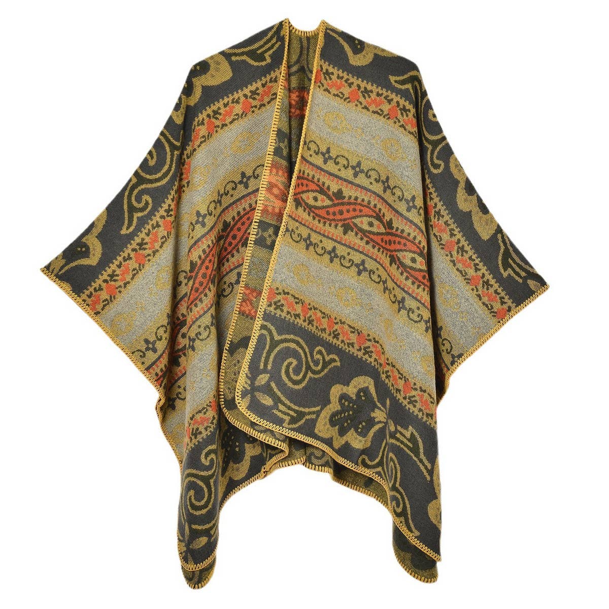 VINTAGE INTERWOVEN VINE FLOWER WARM SHAWL