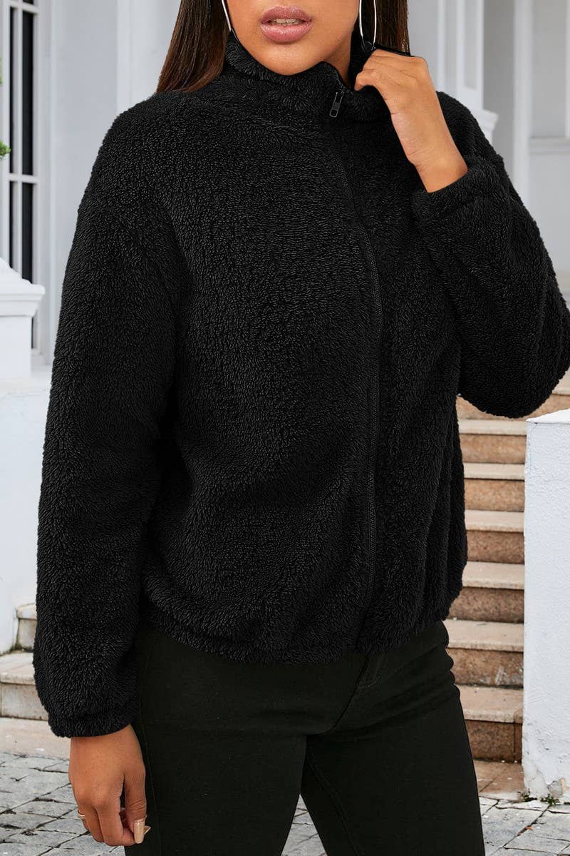 CWOCO0333_LONG-SLEEVED PLUSH LOOSE WARM CARDIGAN