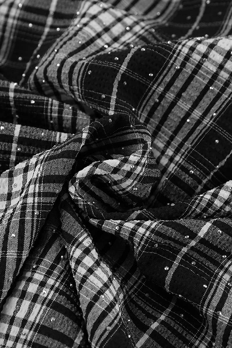 CWTBLL00573_PLAID HOT-STITCHED STAR-STUDDED LOOSE SHIRT