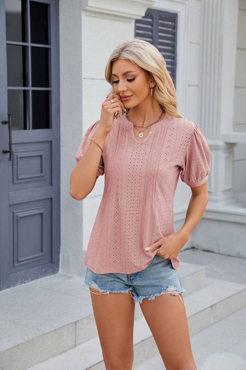 CWTTS0836_Round Neck Short Sleeve Knit Top