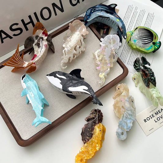 Ocean Hair Claw,Dolphin Whale Jellyfish Large Clip_CWAHA5705