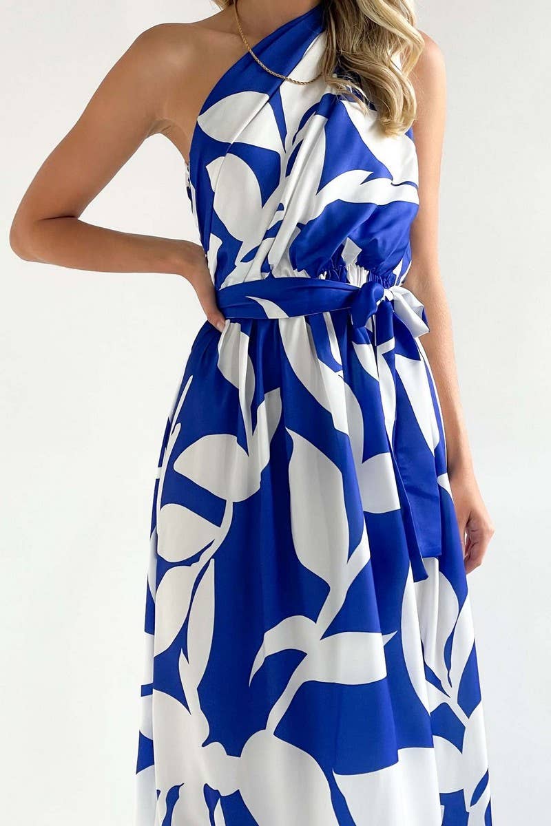 CWDMD1611_SLANT SHOULDER SLEEVELESS SEXY PRINT MAXI DRESS