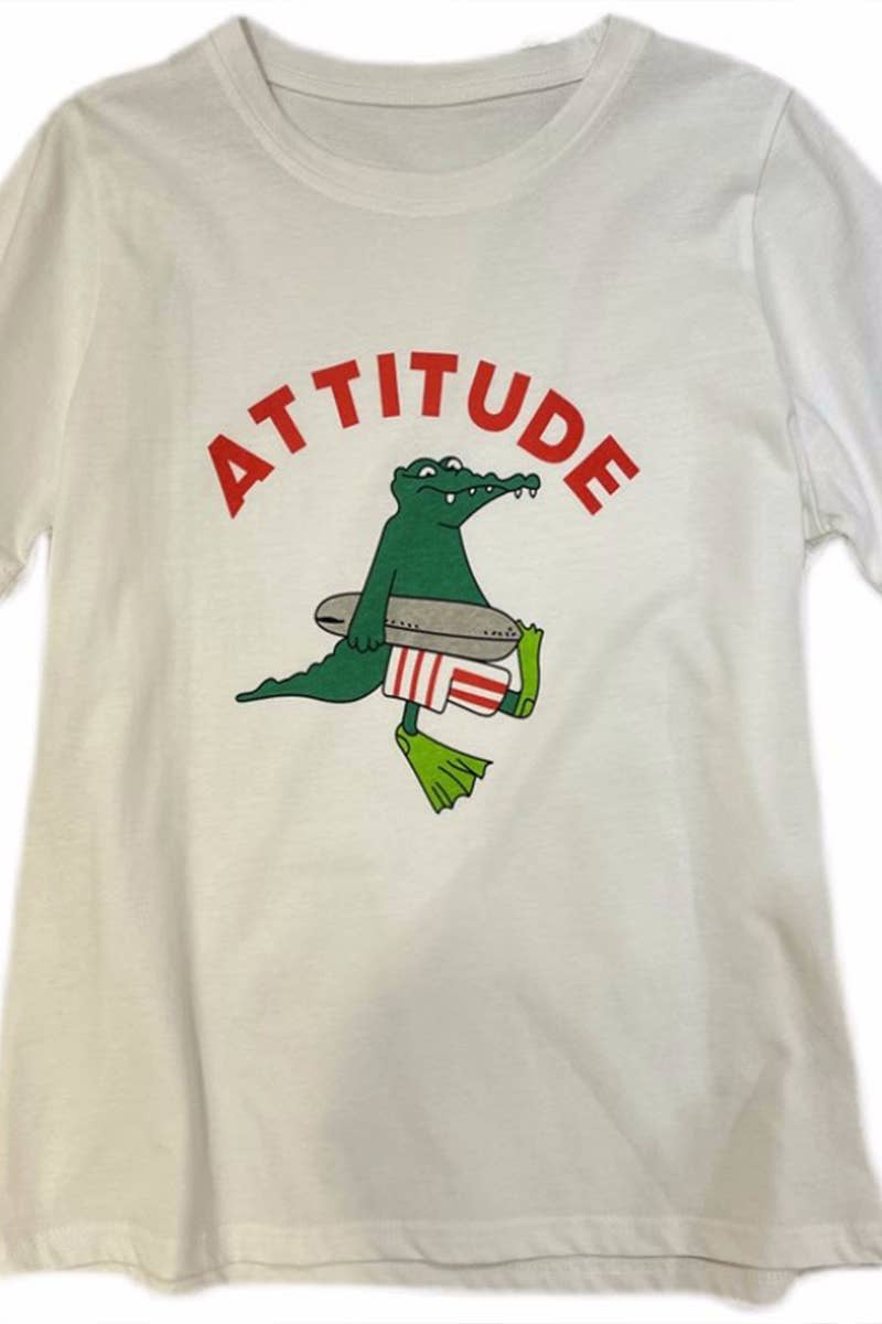 CWTTS0975_CARTOON LETTER PATTERN SHORT SLEEVED T SHIRT