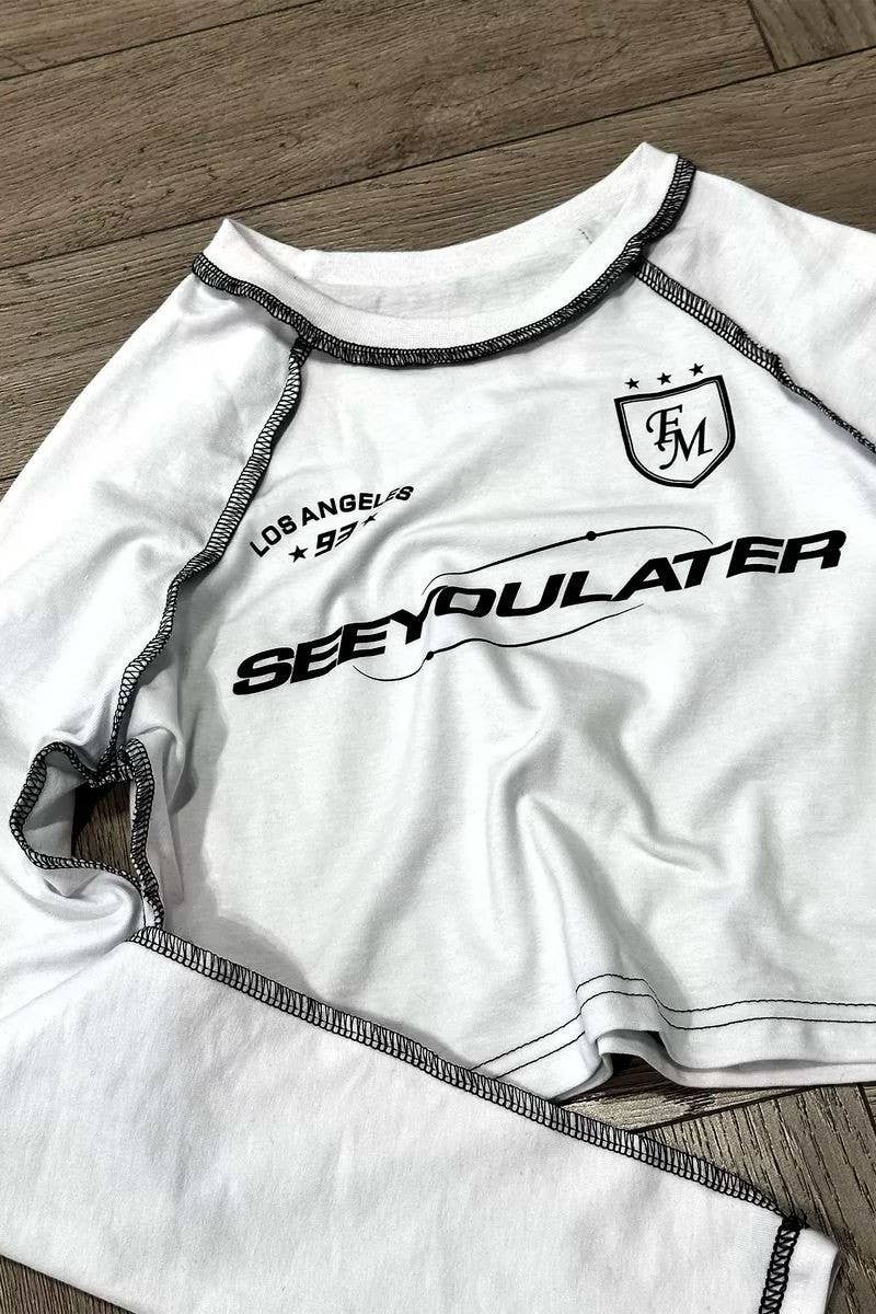 CWTBLL3451_LETTERING PRINTED TIGHT NAVEL LONG SLEEVE T-SHIRT