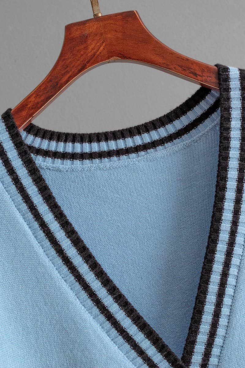 CWOCAL00677_COLORBLOCK V NECK LONGLINE LOOSE KNIT CARDIGAN