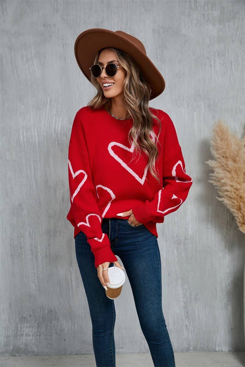 CWOSWL5764_VALENTINE'S DAY BIG HEART CONTRAST SWEATER