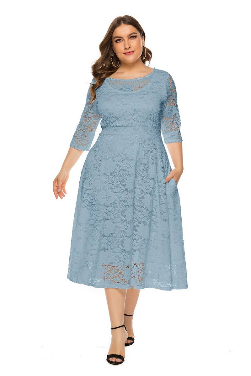 CWDMD3207_PLUS SIZE LACE POCKET EVENING GOWN DRESS