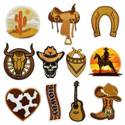 WESTERN COWBOY GRAFFITI EMBROIDERED PATCH