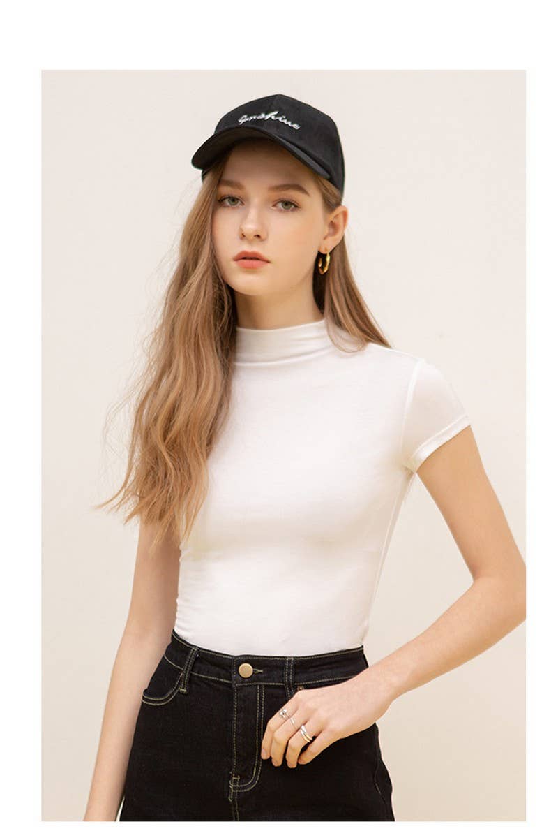 CWTTS0901_HALF HIGH NECK MODAL SLIM SHORT SLEEVE