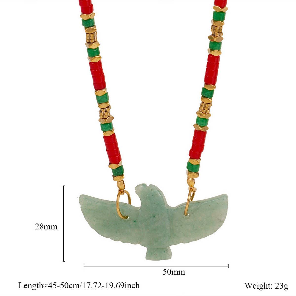 Handmade Eagle Necklace with Gemstone Beads