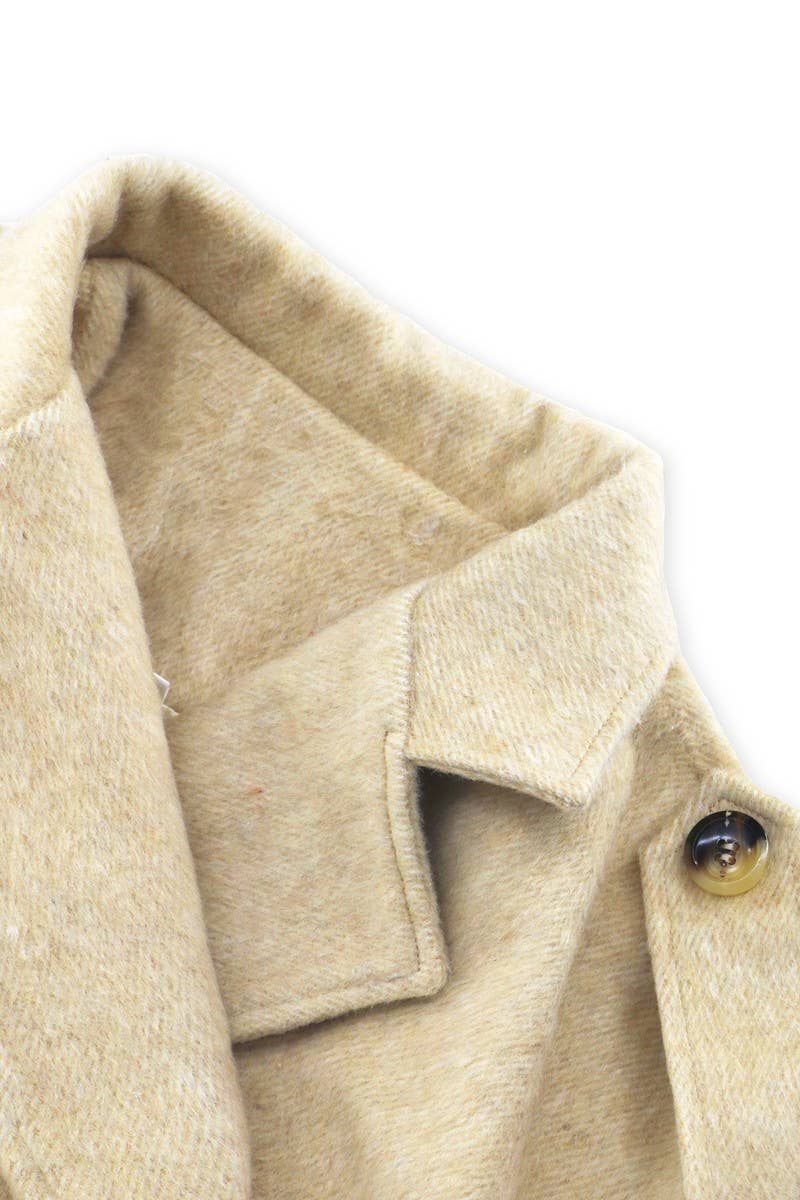 CWOCO0941_SOLID COLOR BELTED LAPEL CAPE TWEED COAT