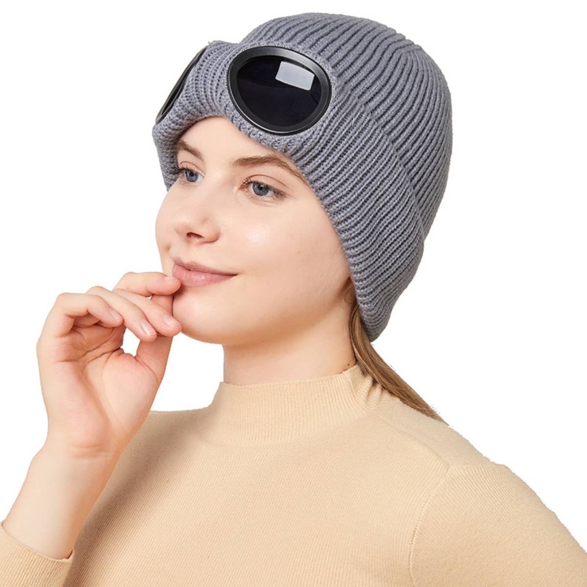 CWAH2210_WINTER WOOL SKI WINDPROOF GLASSES HAT