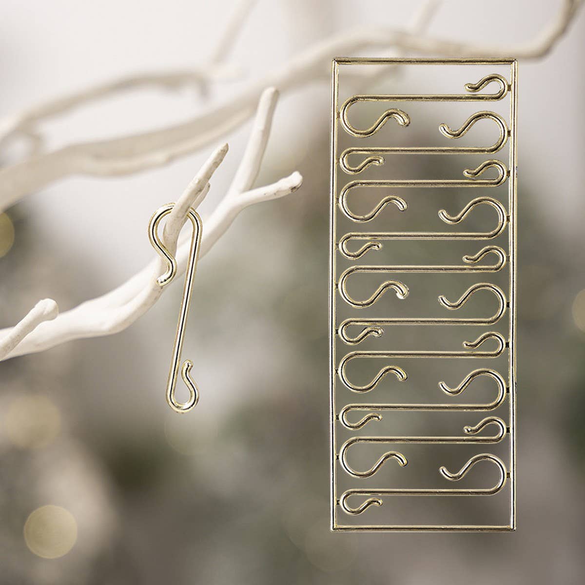 CWMM10179_GOLD AND CLEAR S HOOKS FOR CHRISTMAS TREE ORNAMENT