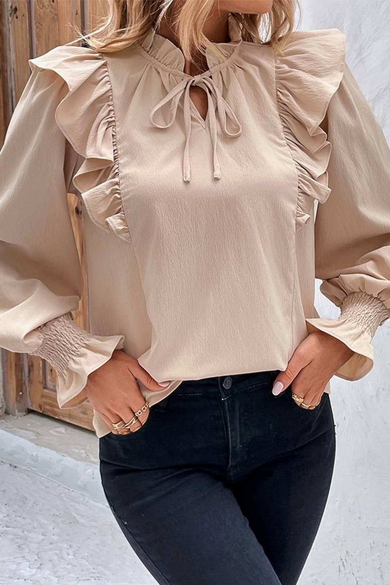 CWTBLL0371_Ruffle Detailed Long Sleeve Top