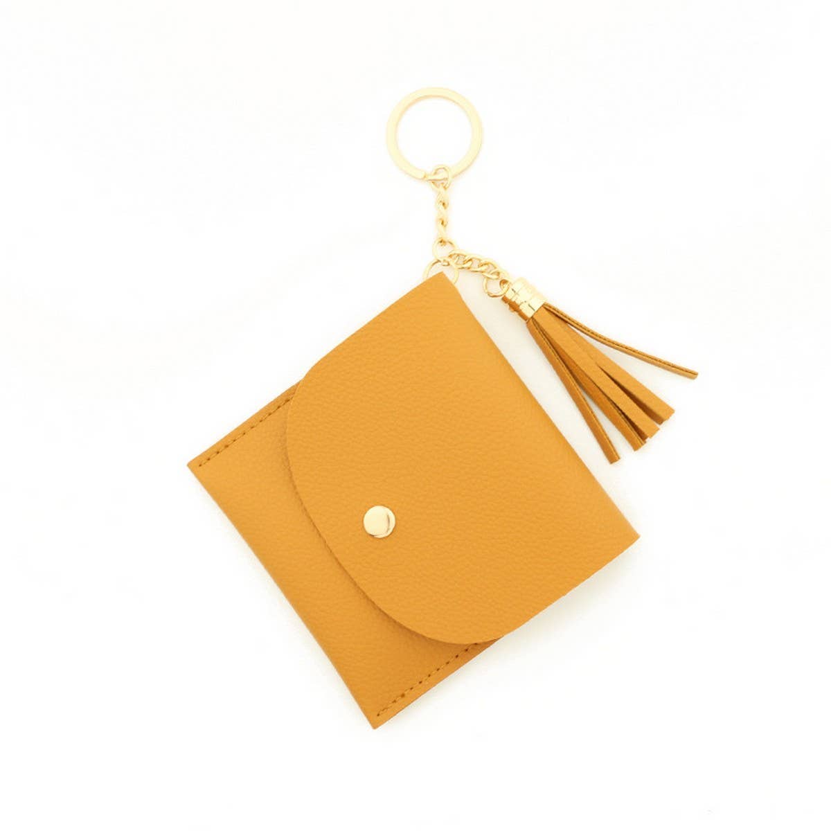 Solid PU Card Wallet with Tassel & Keychain_CWAB4965