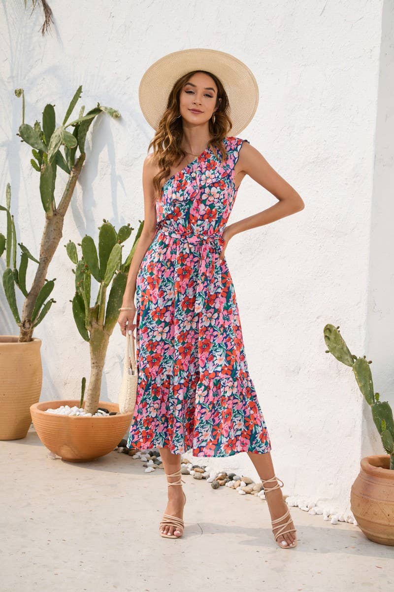 CWDMD2142_PRINTED DRESS WITH STRAPPY SHOULDERS