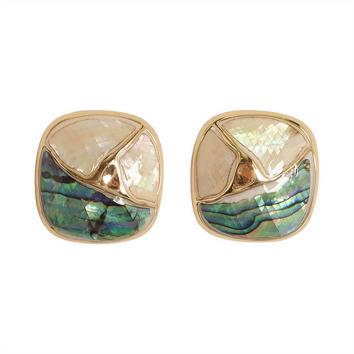 CONTRAST COLOR GEOMETRIC ABALONE OIL DROP EARRINGS