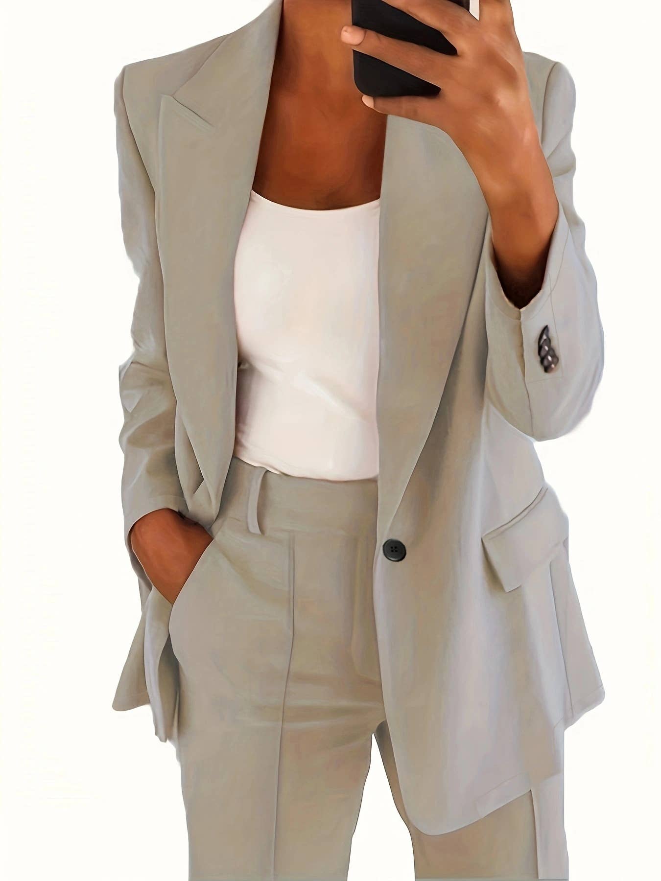Chic Lapel Blazer and Pants Set for Women