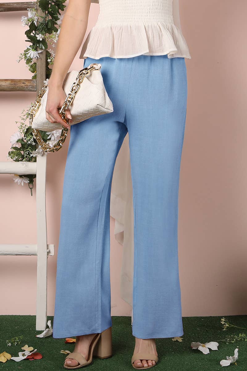 CWBLP267_EASY PULL ON COTTON WITH SIDE POCKET LINEN PANTS