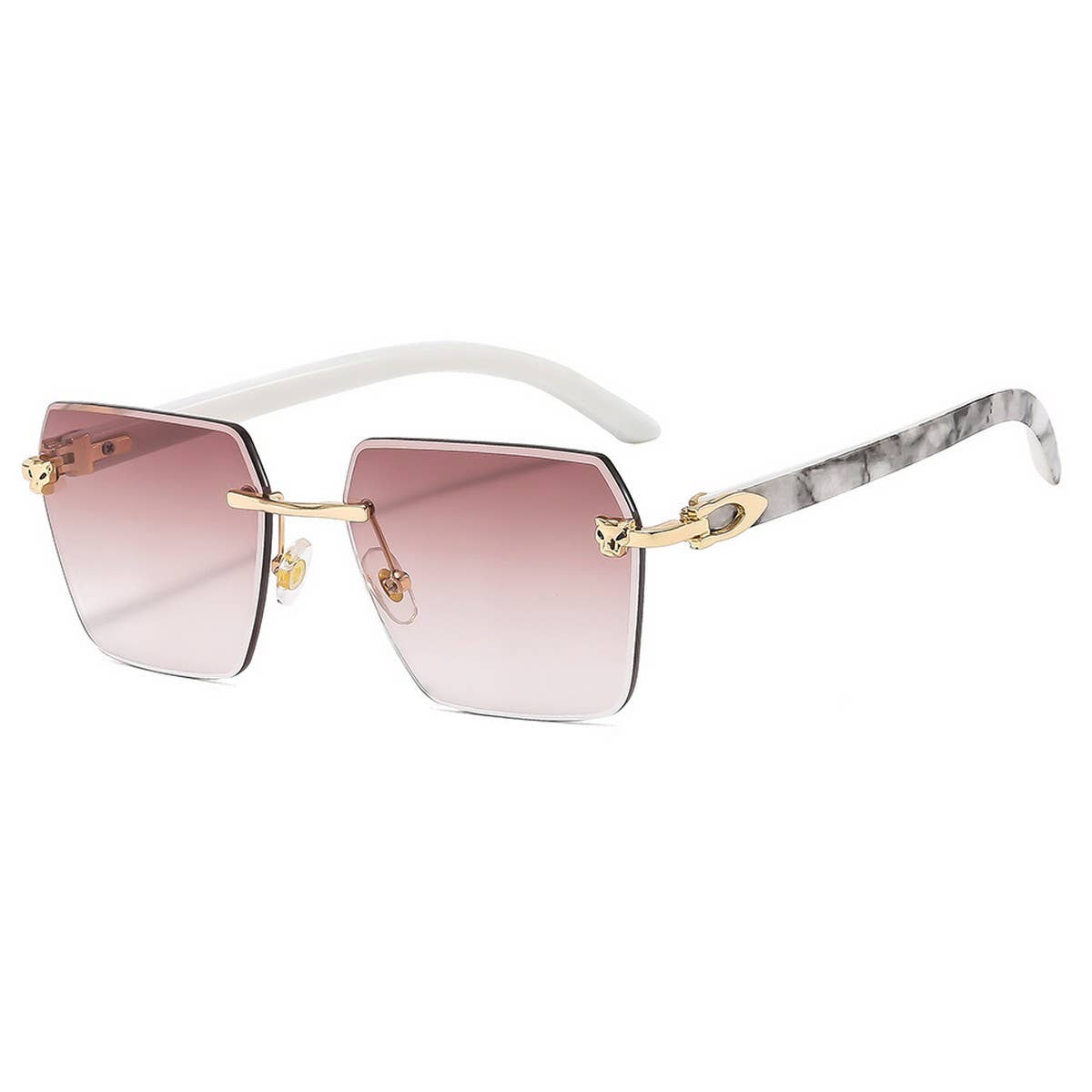 New Polygon Gradient Metal Sunglasses Leopard Head