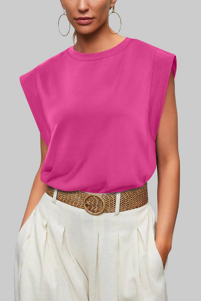 CWTTS1352_SUMMER ROUND NECK LOOSE CASUAL VEST TOP