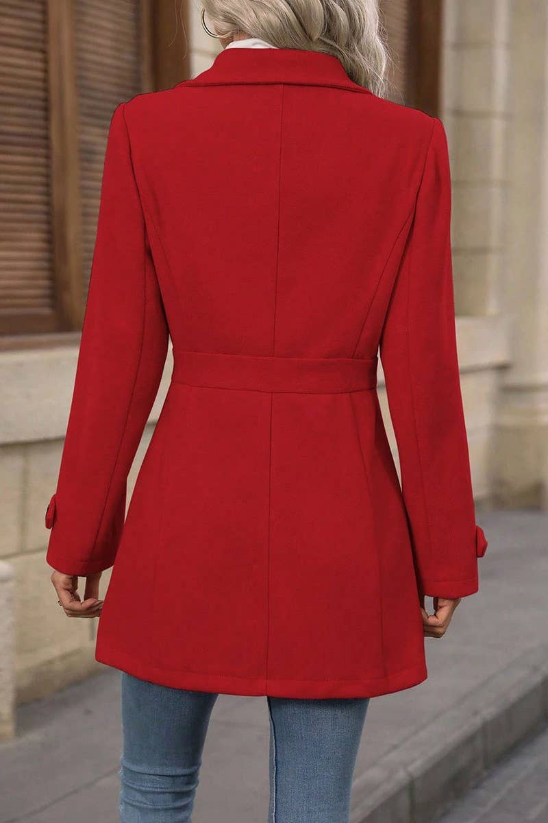 CWOCO00230_SOLID COLOR LAPEL WOOLEN SUIT SLIM COAT