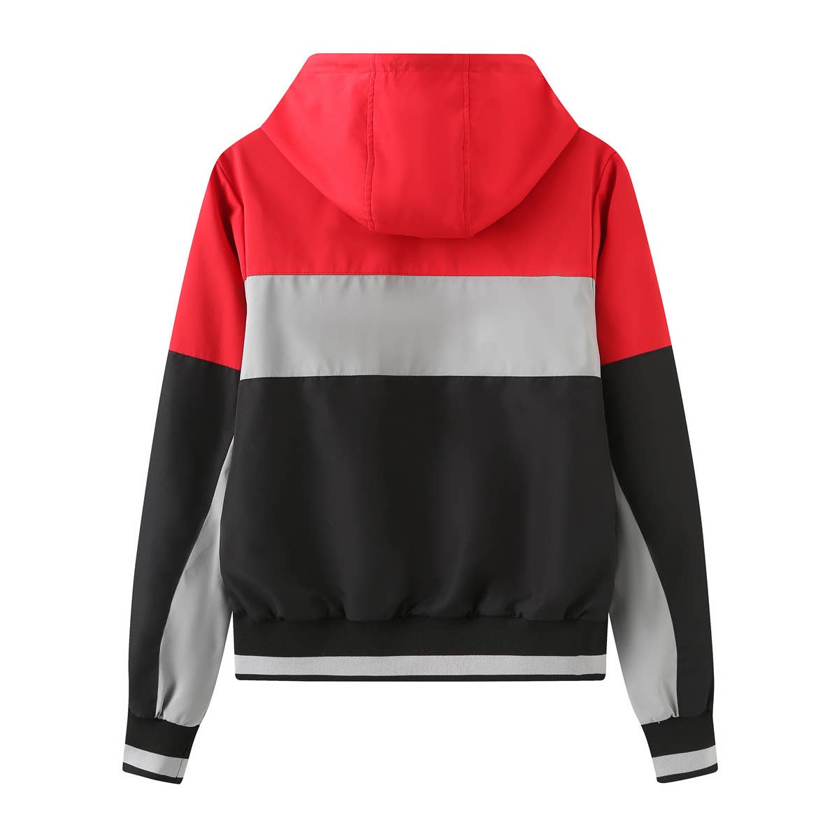 COLOR-INSERTED LONG-SLEEVED DRAWSTRING JACKET
