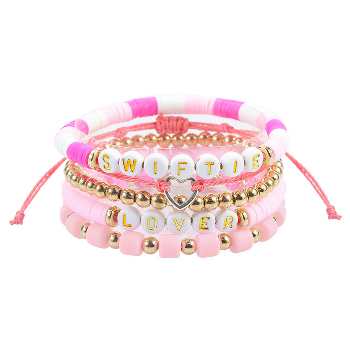 Multilayer Elastic Letter Bead Bracelets Set