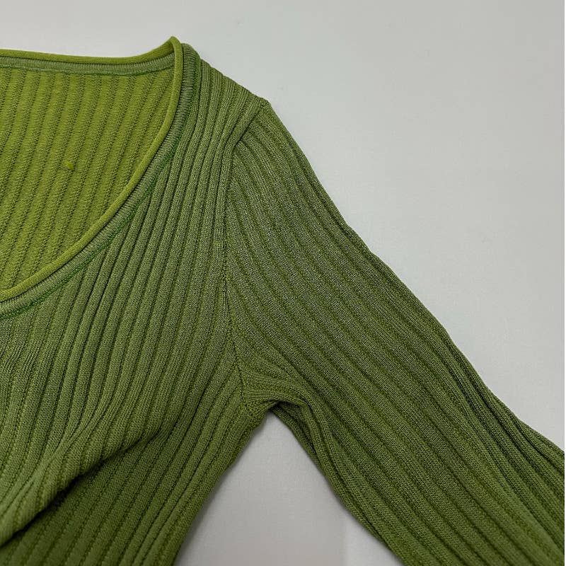 Crop top flared sleeve knitted lace-up cardigan