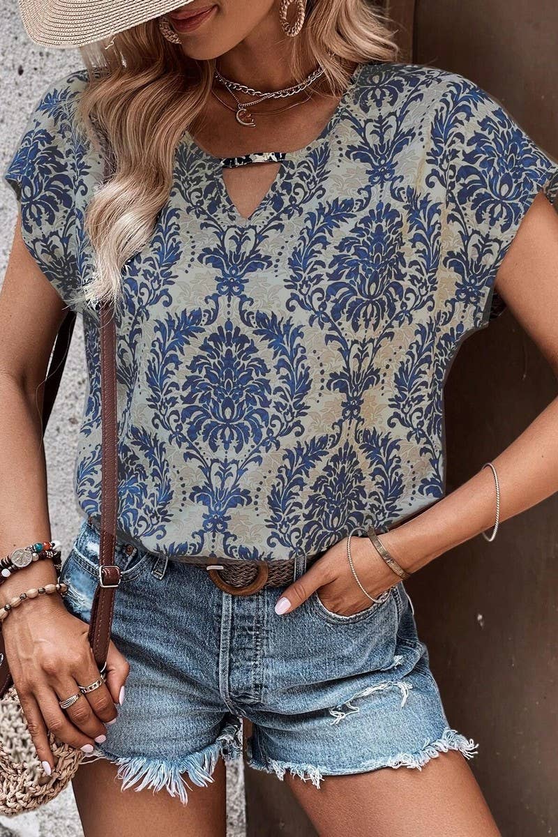 CWTBLS1836_SUMMER FASHION V-NECK BAT SLEEVE LOOSE TOP