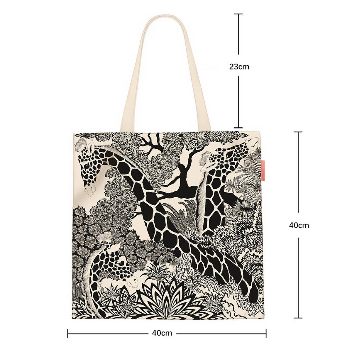 Cute Giraffe Print Canvas Shoulder Bag_CWAB5125