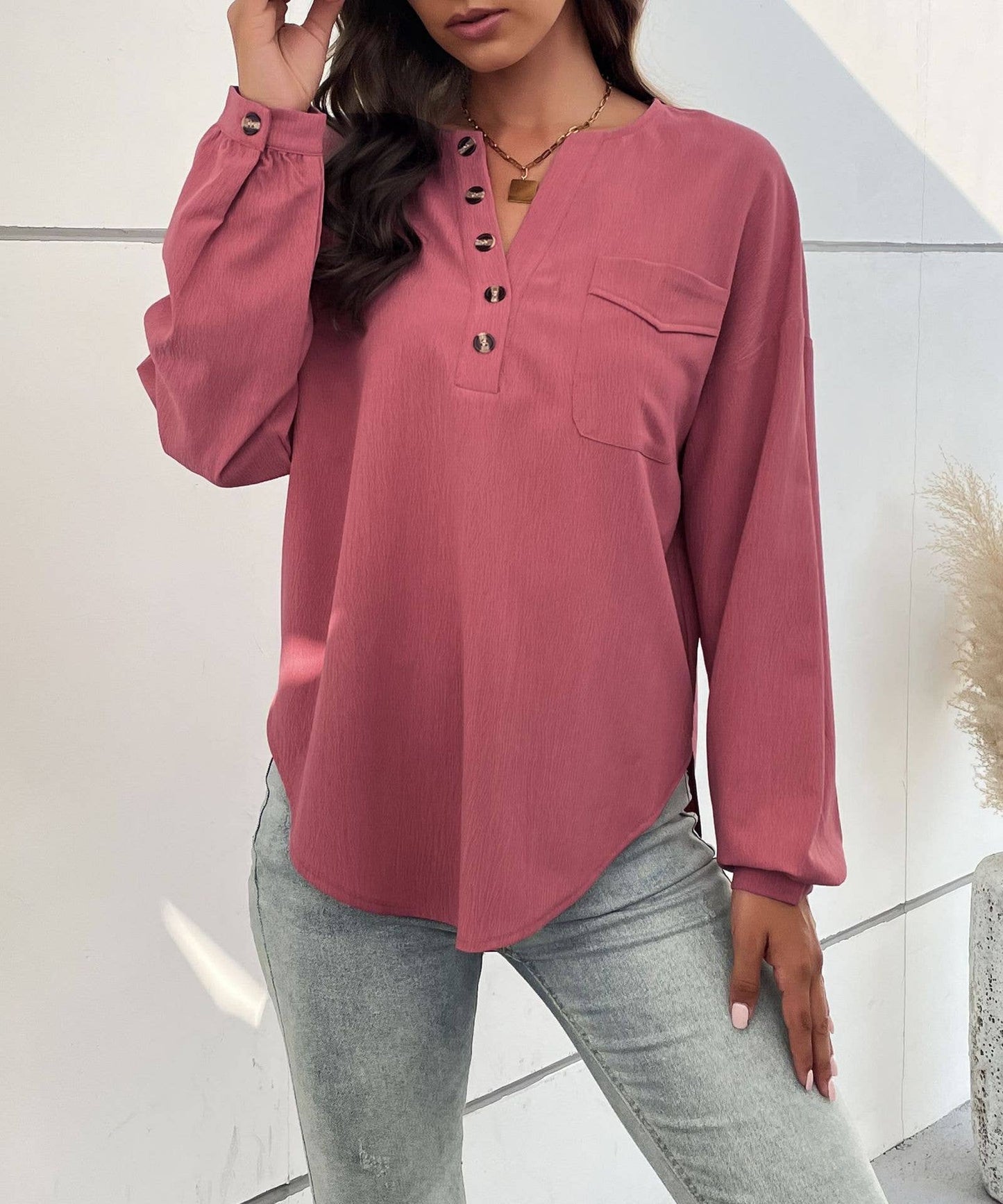 COMMUTER STYLE LONG SLEEVE DESIGN PULLOVER SHIRT